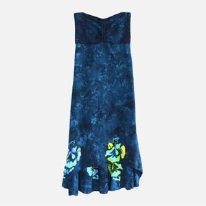 Y2K Strapless Tube Top Bandeau Halter Aqua Blue Maxi Beach Dress WOMEN’S SMALL